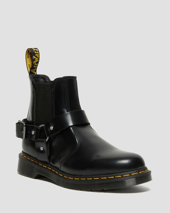 Black Polished Smooth Men's Dr Martens Wincox Smooth Leather Chelsea Boots | 410583-RFL