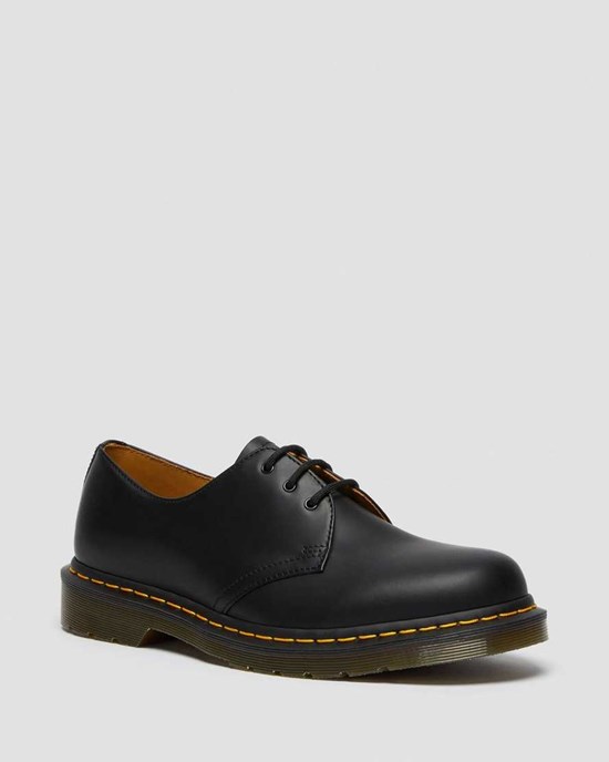 Black Smooth Leather Men's Dr Martens 1461 Smooth Leather Oxford Shoes | 178395-WBQ